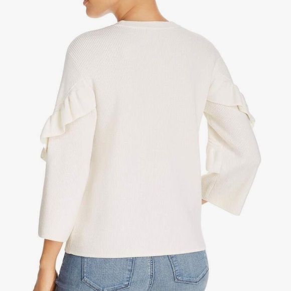 Tory Burch Ashley Ruffled Bell Sleeves Pullover Cream Sweater Size XS - Picture 2 of 13
